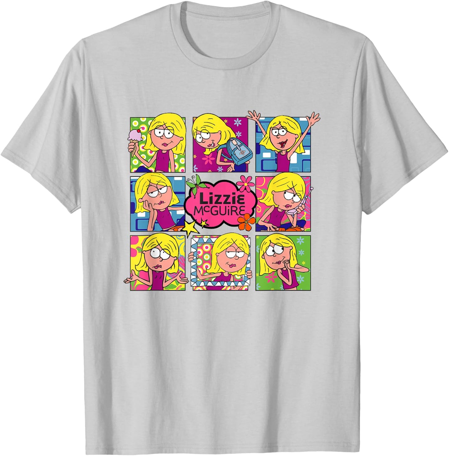 Disney Lizzy McGuire Multi Lizzie's Moods Big Chest Panels T-Shirt - T-Shirt | Ash