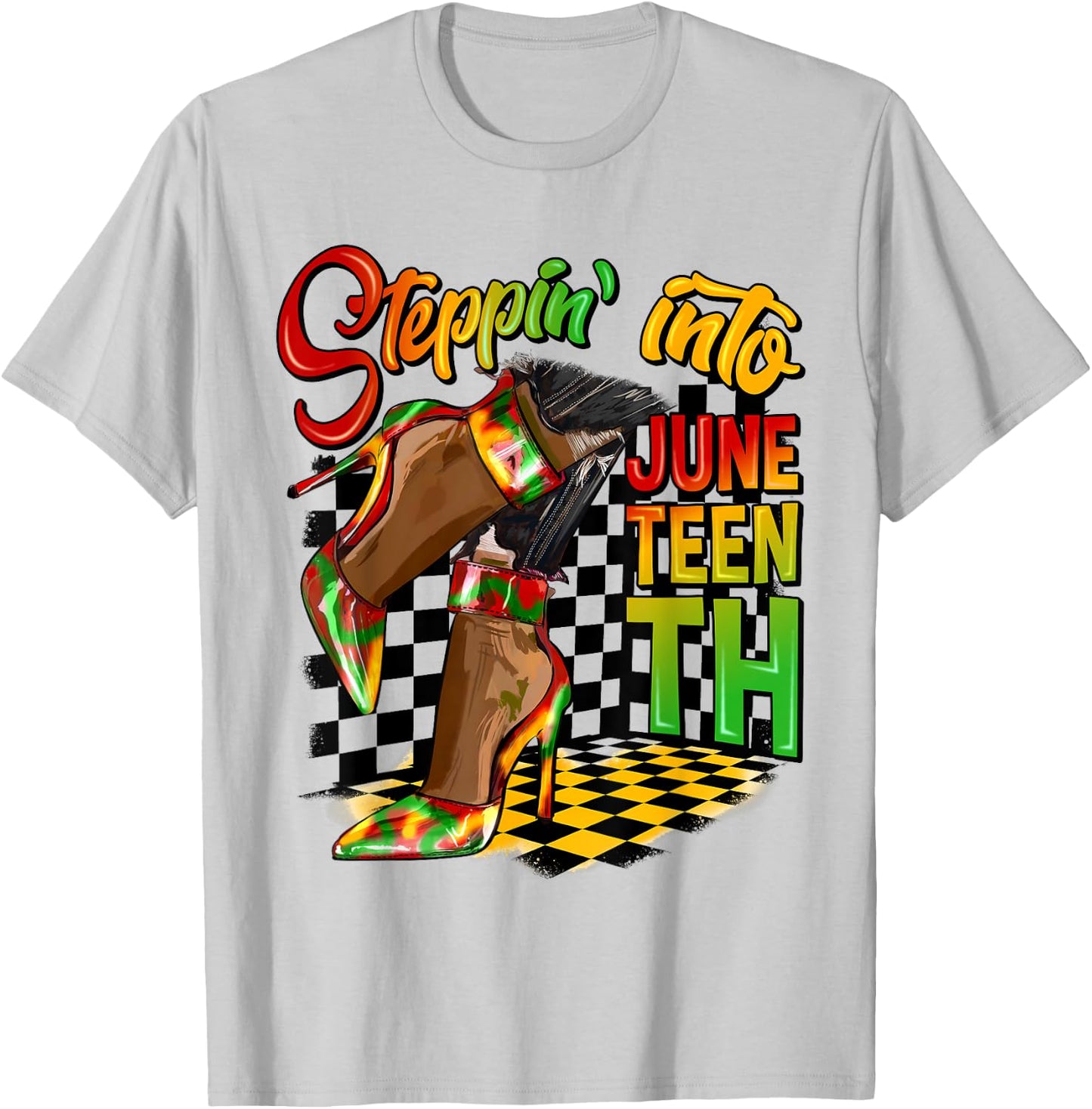 Stepping into Juneteenth High Heels Afro African Women Girls T-Shirt - T-Shirt | Ash