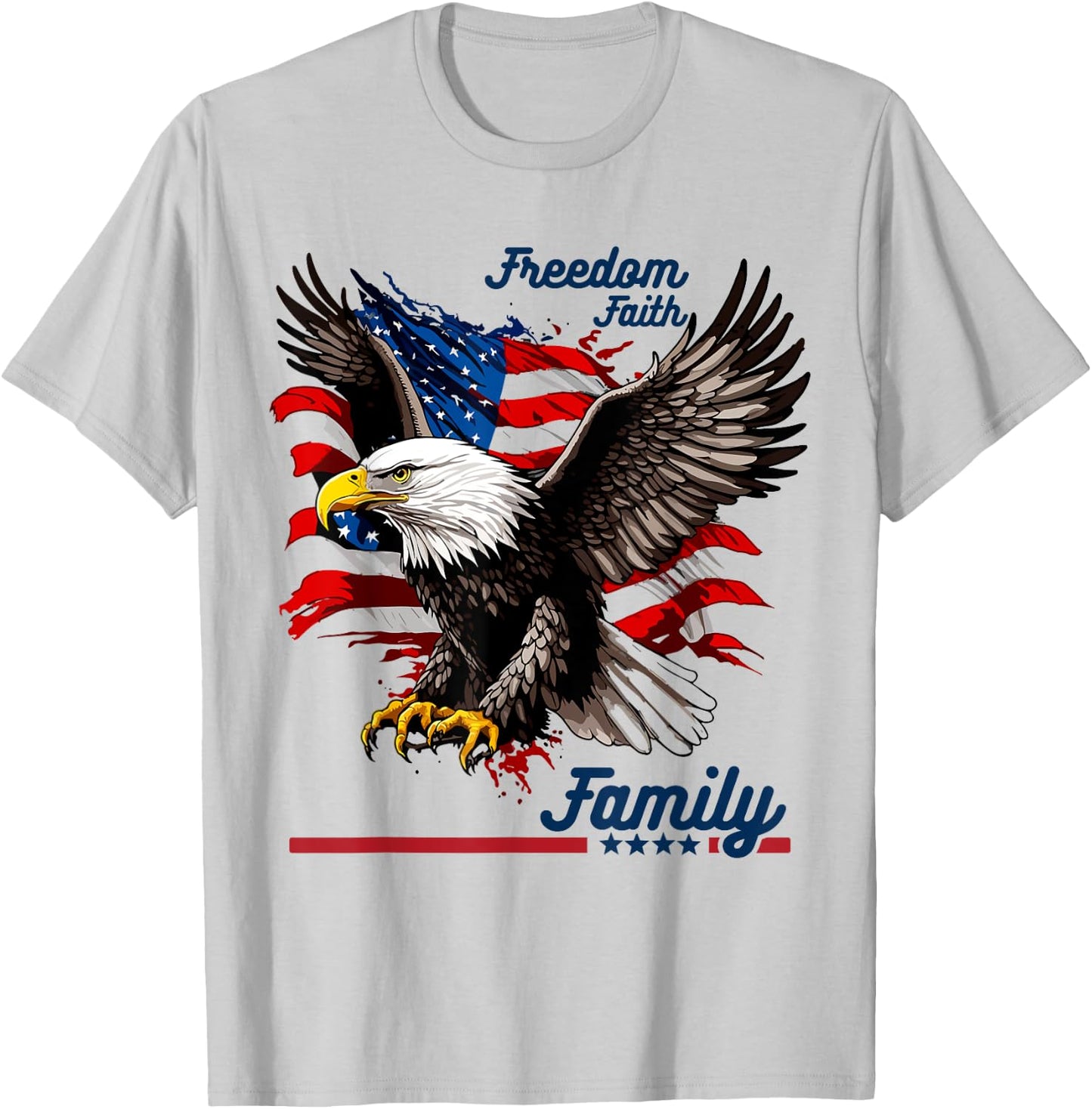 Patriotic Bald Eagle USA T-Shirt - T-Shirt | Ash