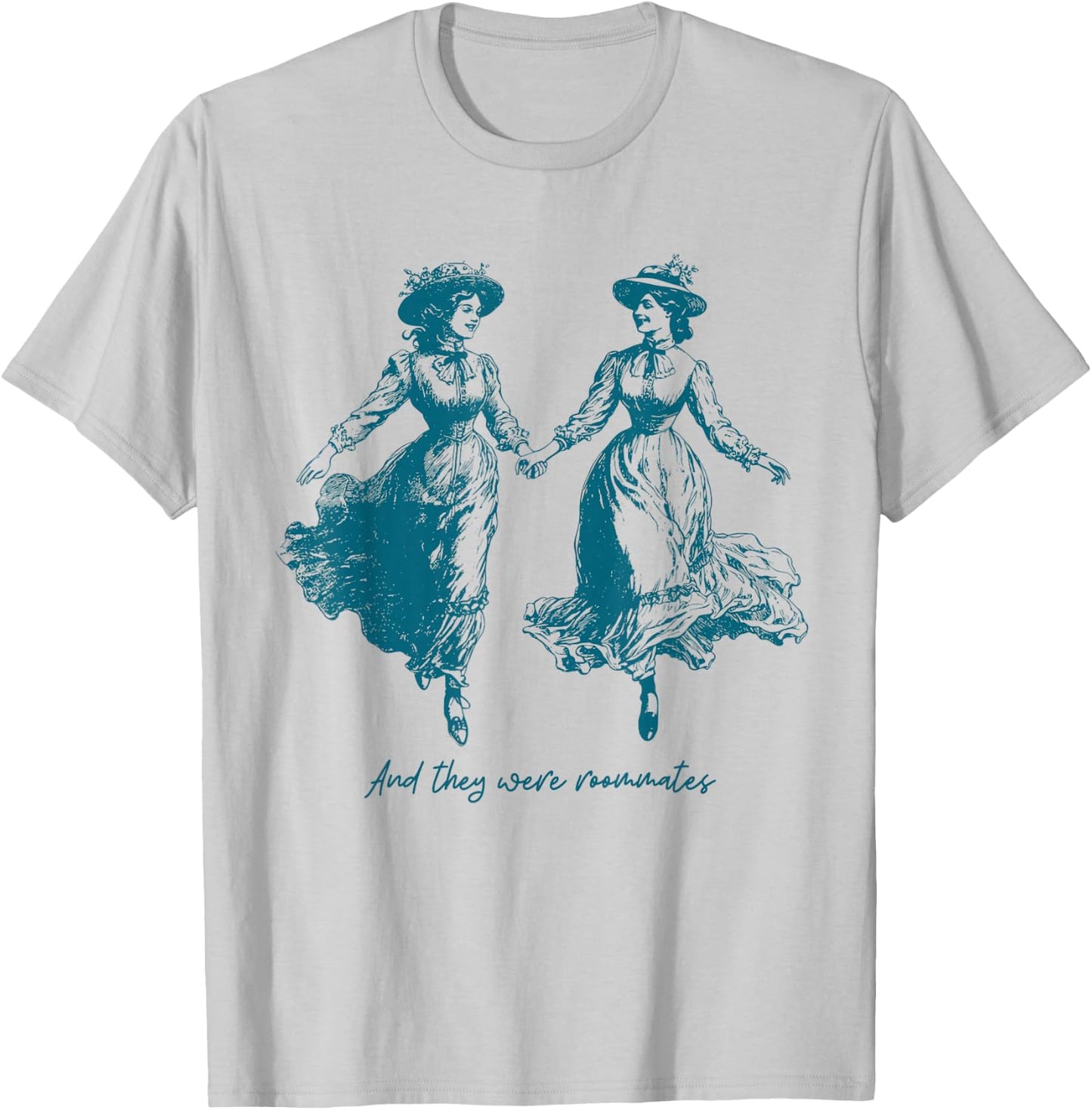Vintage Lesbian Pride And They Were Roommates Sapphic Pride T-Shirt - T-Shirt | Ash