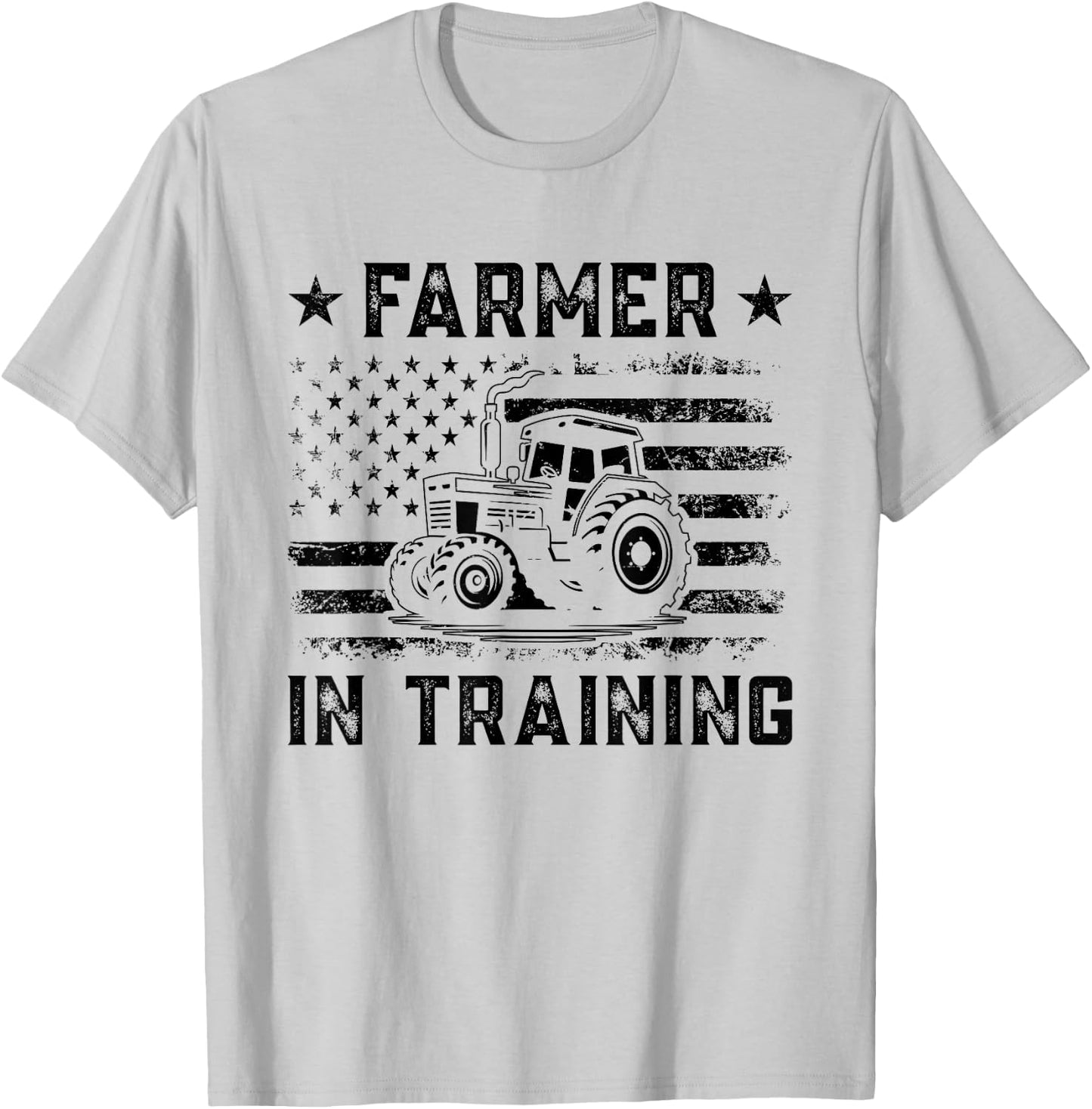 Farmer In Training US American Flag Design For Future Farmer T-Shirt - T-Shirt | Ash