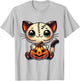 Cute Cat Halloween Pumpkin Kitty Spooky Kitten Lovers Women Kids T-Shirt - T-Shirt | Ash