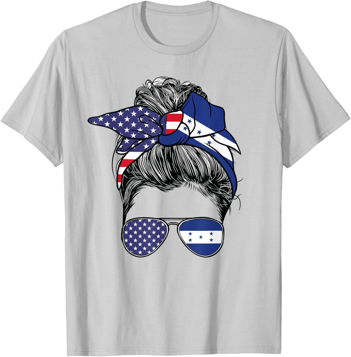 Honduran Women Girl USA Heritage American Honduras Flag T-Shirt - T-Shirt | Ash