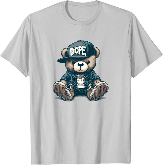DOPE Cute Hip Hop Teddy Bear 90s hip hop clothing T-Shirt - T-Shirt | Ash
