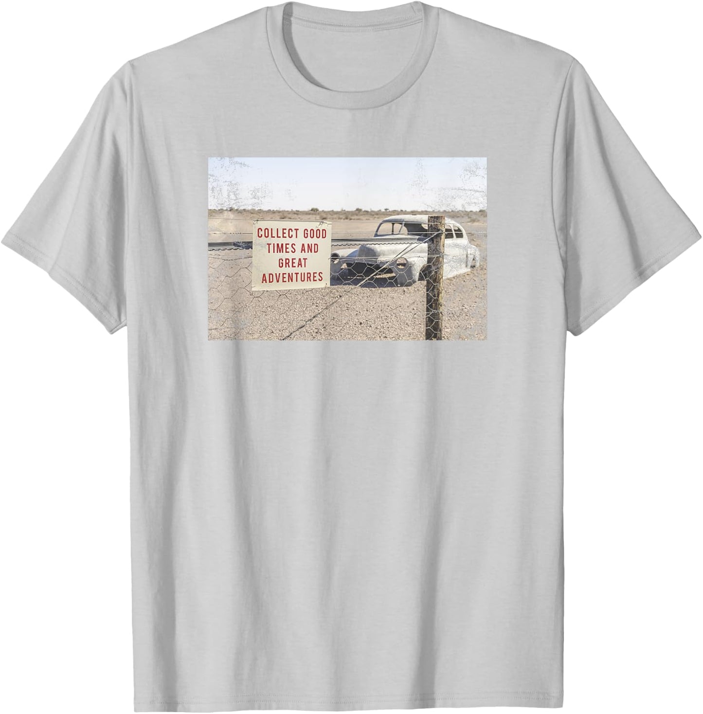 Trendy Collect Good Times And Great Adventures Faded Photo T-Shirt - T-Shirt | Ash