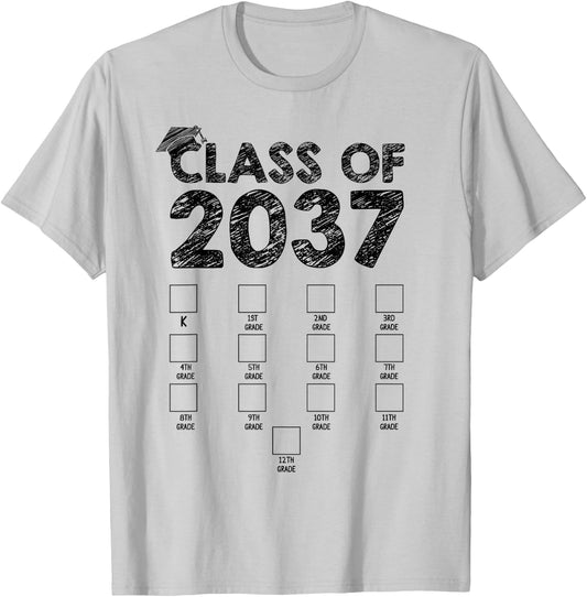 Class of 2037 Grow With Me First Day School Back to School T-Shirt - T-Shirt | Ash