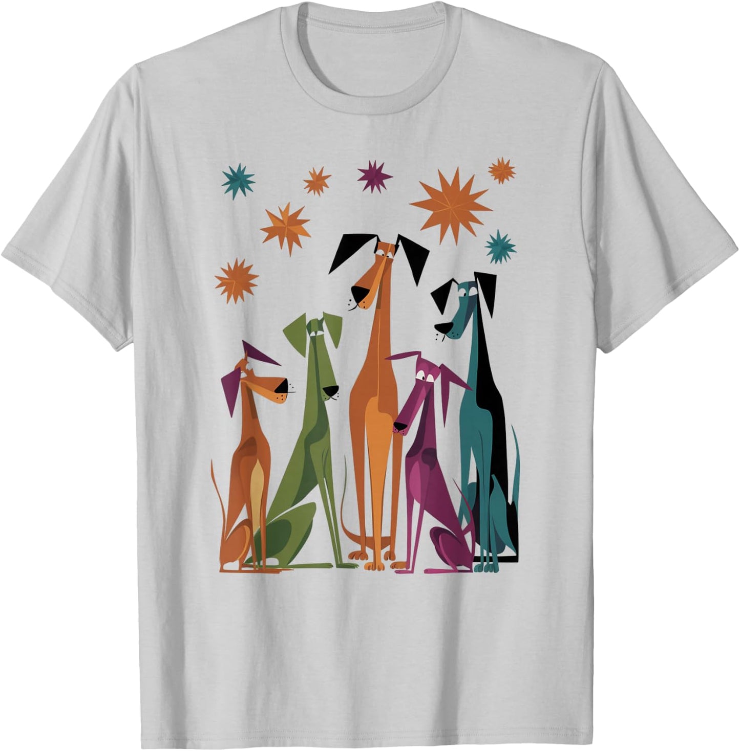 Vintage Retro Mid-Century Long Neck Dogs 50s 60s Style T-Shirt - T-Shirt | Ash