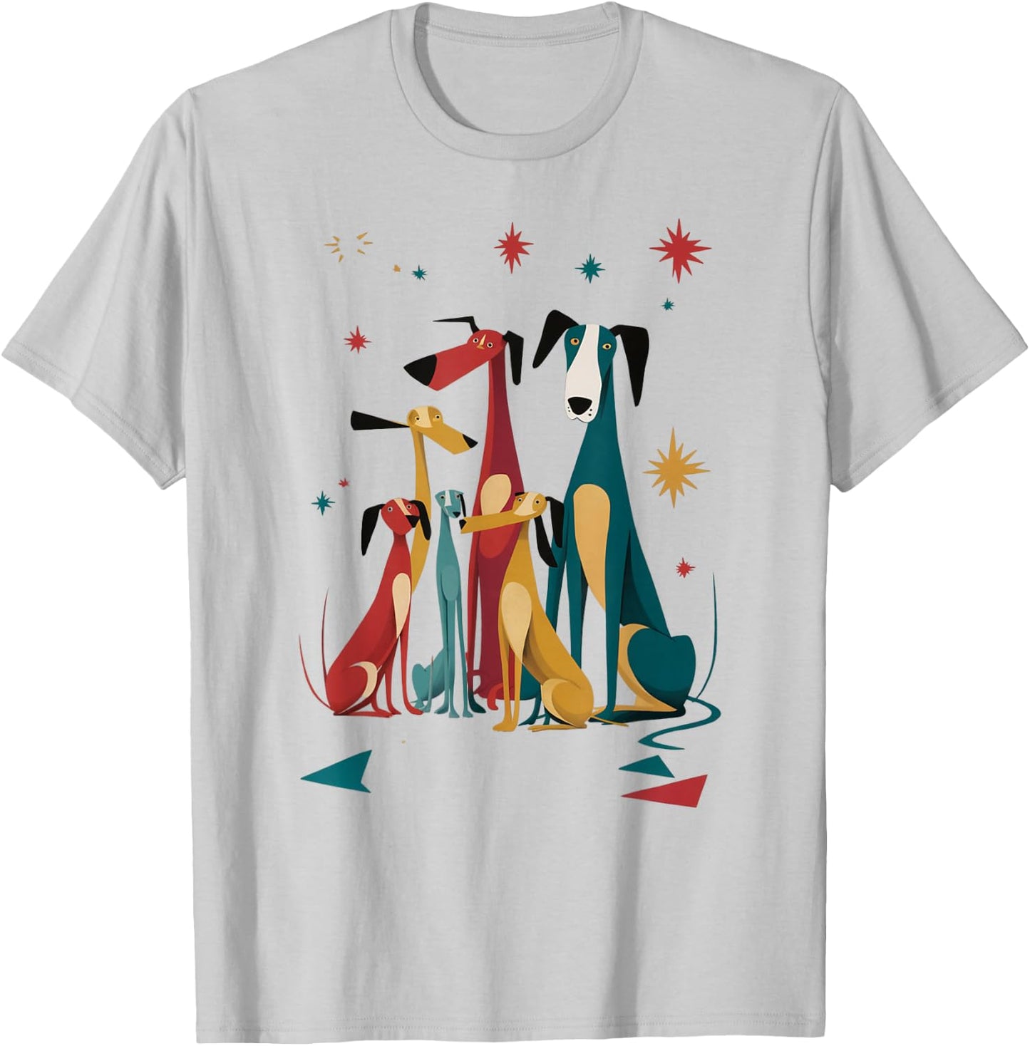 Vintage Retro Mid-Century Long Neck Dogs 50s 60s Style T-Shirt - T-Shirt | Ash