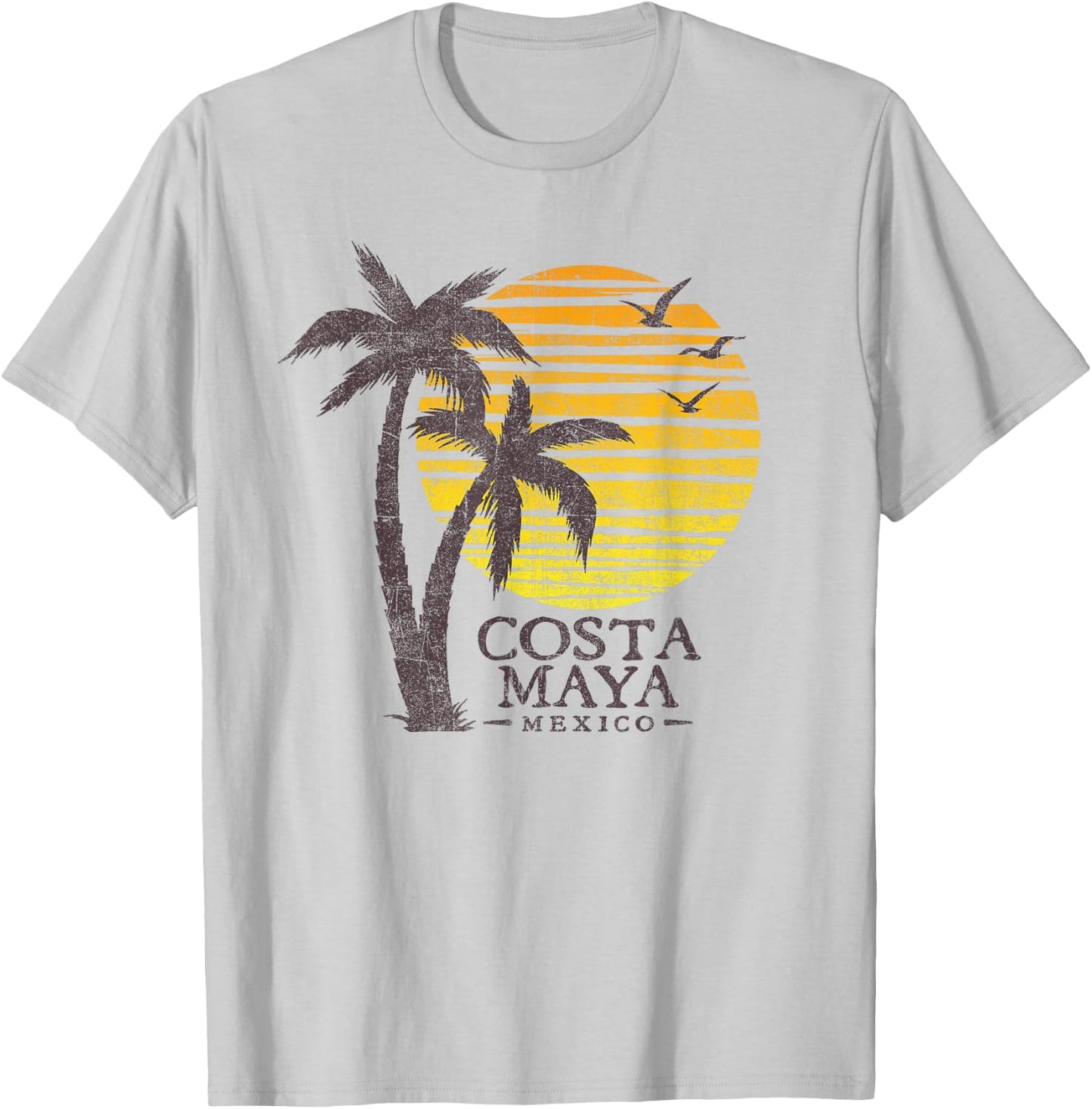 Vintage Costa Maya Mexico Beach Sunset Souvenir T-Shirt - T-Shirt | Ash