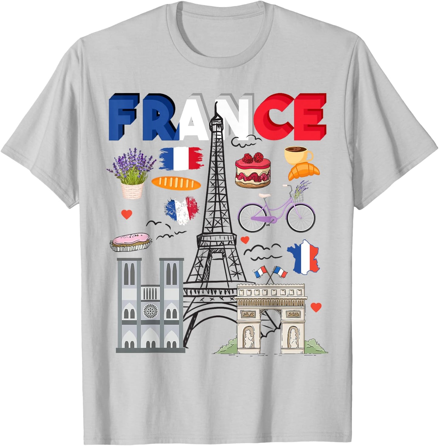 France Flag Outfit Idea For Kids French Flag & Lavender T-Shirt - T-Shirt | Ash