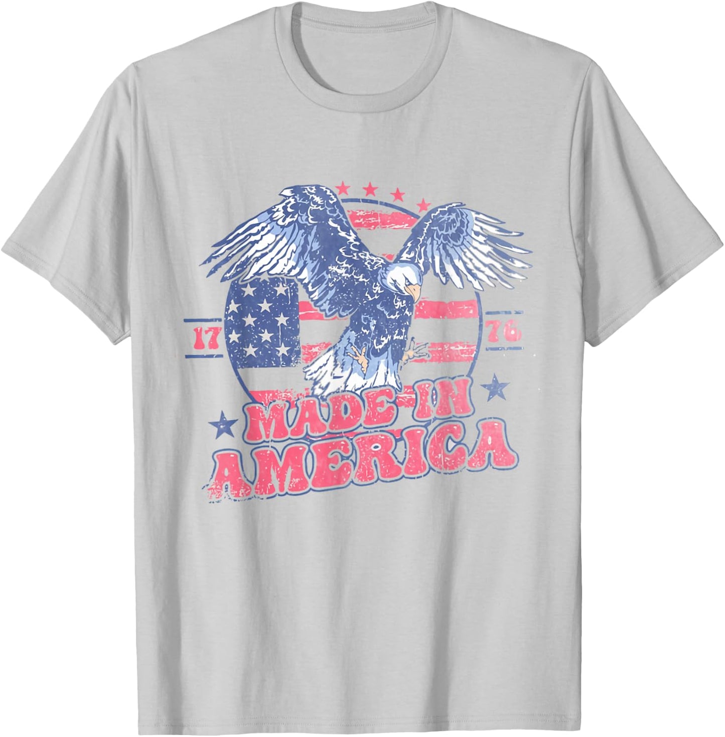 Women Retro Made In America 4th Of July Eagle Patriotic T-Shirt - T-Shirt | Ash