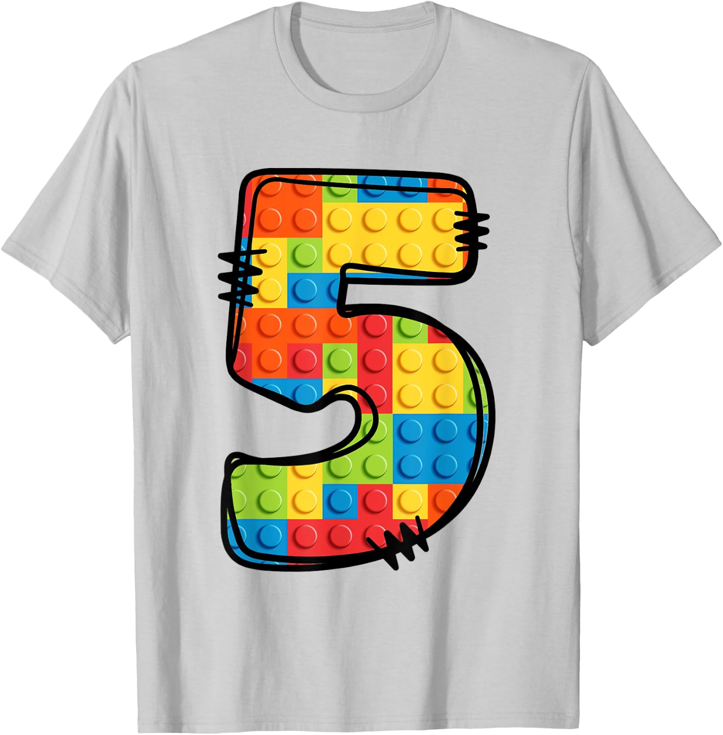 5 Year Old Blocks Building Master Builder 5th Birthday T-Shirt - T-Shirt | Ash
