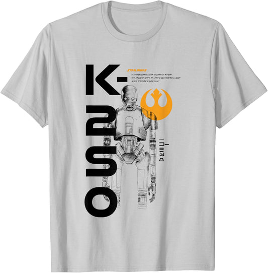 Star Wars Rogue One Iconic K-2SO Droid Retro Chest Poster V2 T-Shirt - T-Shirt | Ash