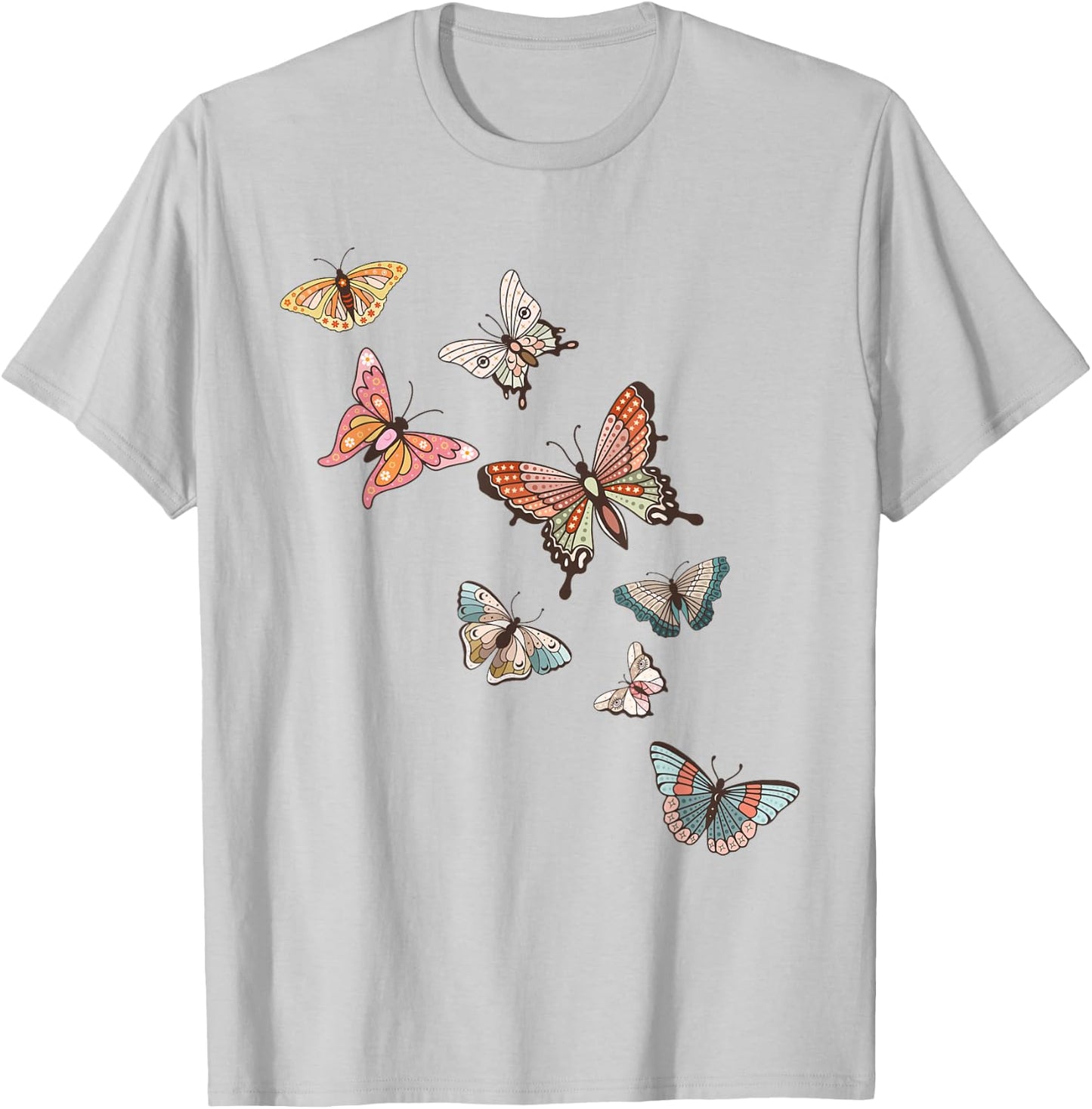 Flying Butterflies - Butterfly Lover Gardener Entomologist T-Shirt - T-Shirt | Ash