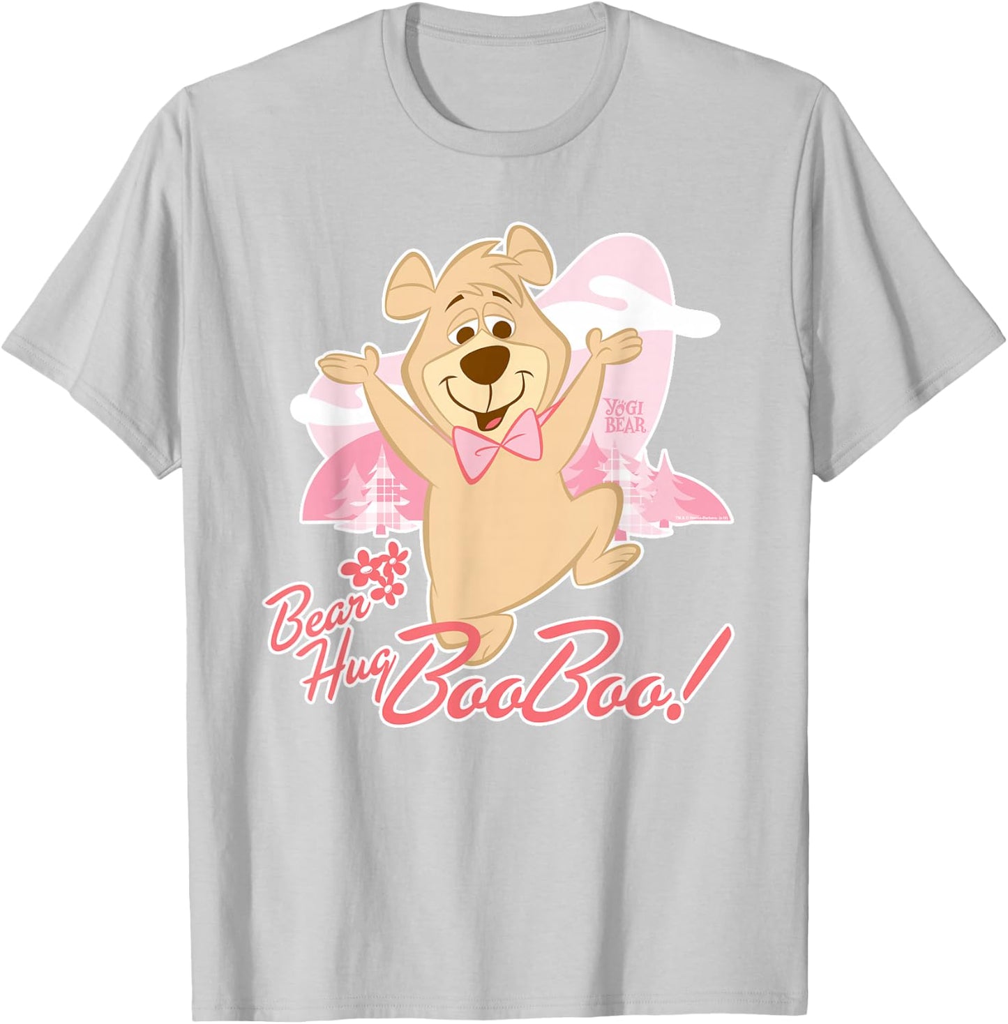 Popfunk Yogi Bear Bear Hug Boo Boo -Adults Kids , Grey, Small, Short Sleeve, Cotton 50% Polyester 50% T-Shirt - T-Shirt | Ash