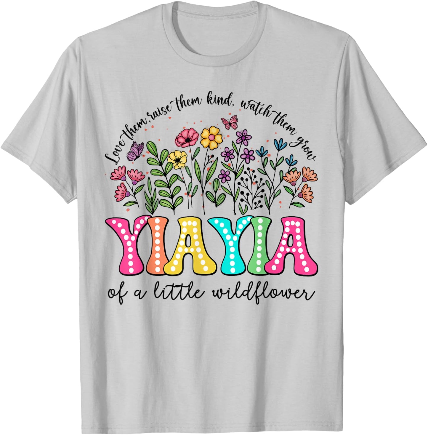 YiaYia Of The Little Wildflower Birthday Kids Groovy T-Shirt - T-Shirt | Ash