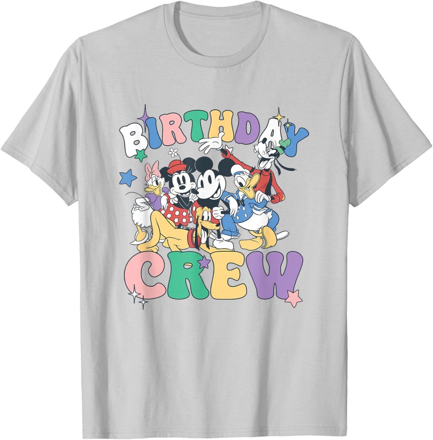 Disney Mickey And Friends Birthday Crew Vintage Group T-Shirt - T-Shirt | Ash