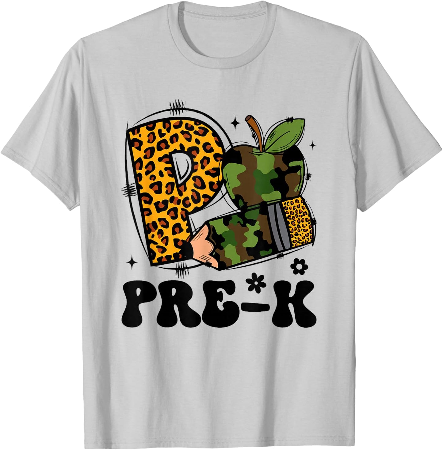 Cute Camo Pre K Back To School Funny Teacher Kid Preschool T-Shirt - T-Shirt | Ash