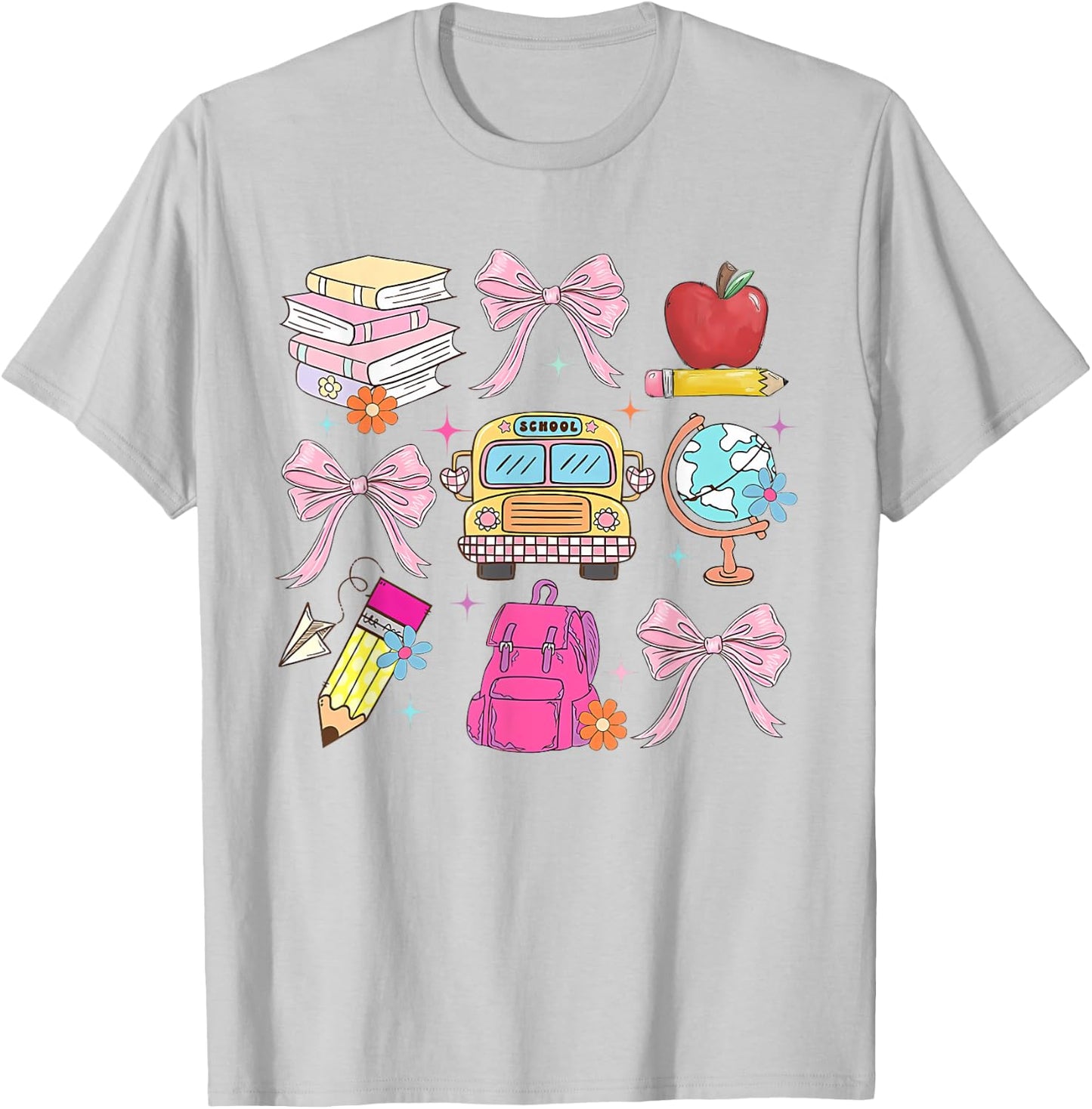 Back to School Coquette Teacher Women Girl Kindergarten PreK T-Shirt - T-Shirt | Ash