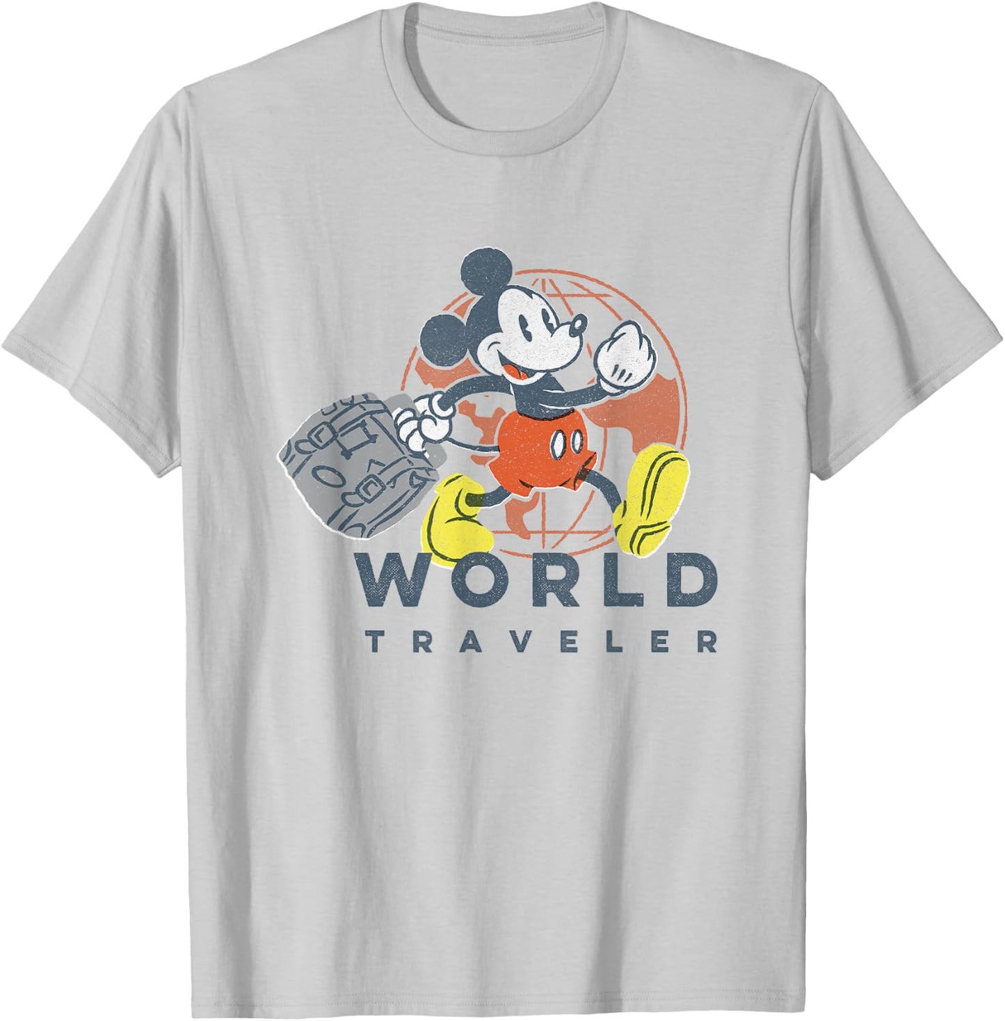 Disney Mickey and Friends World Traveler Retro Mickey Logo T-Shirt - T-Shirt | Ash