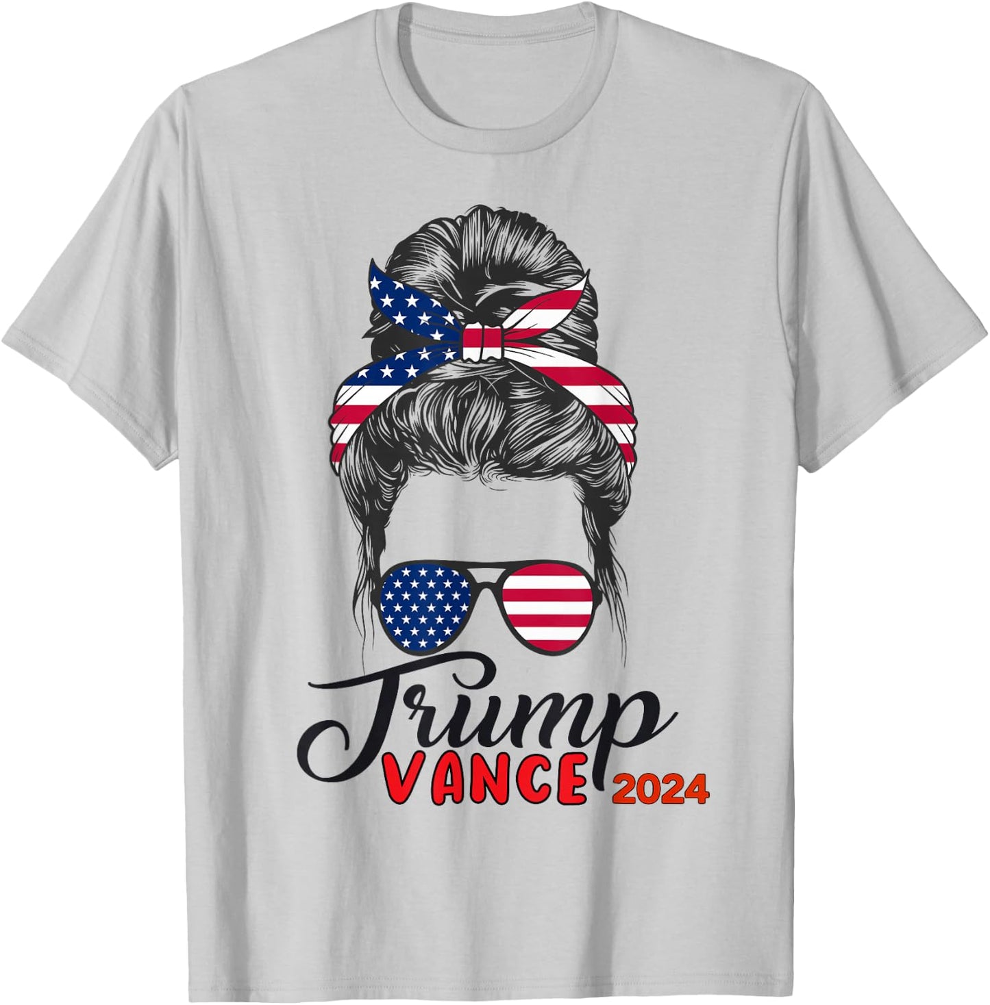 Trump Vance 2024 Trump Girl USA Flag T-Shirt - T-Shirt | Ash