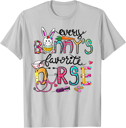 Cute Every Bunnys Is Favorite Nurse Cute Bunnies Easter Eggs T-Shirt - T-Shirt | Ash