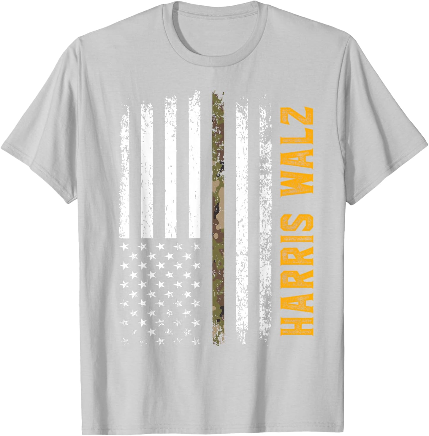 Harris Walz 2024 Presidential Election Kamala Camo Flag T-Shirt - T-Shirt | Ash