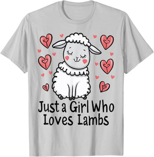 Funny Lamb Lovers Gift Just A Girl Who Loves Lambs T-Shirt - T-Shirt | Ash