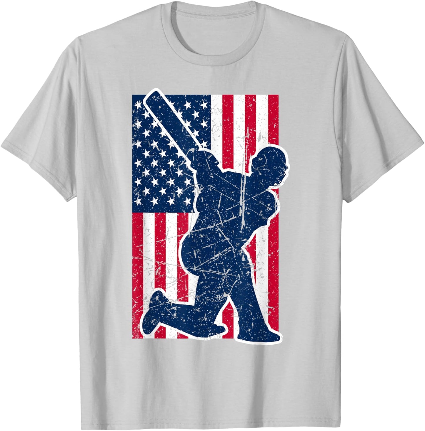 USA Cricket Cricketer America Flag Cricketers India Pakistan T-Shirt - T-Shirt | Ash