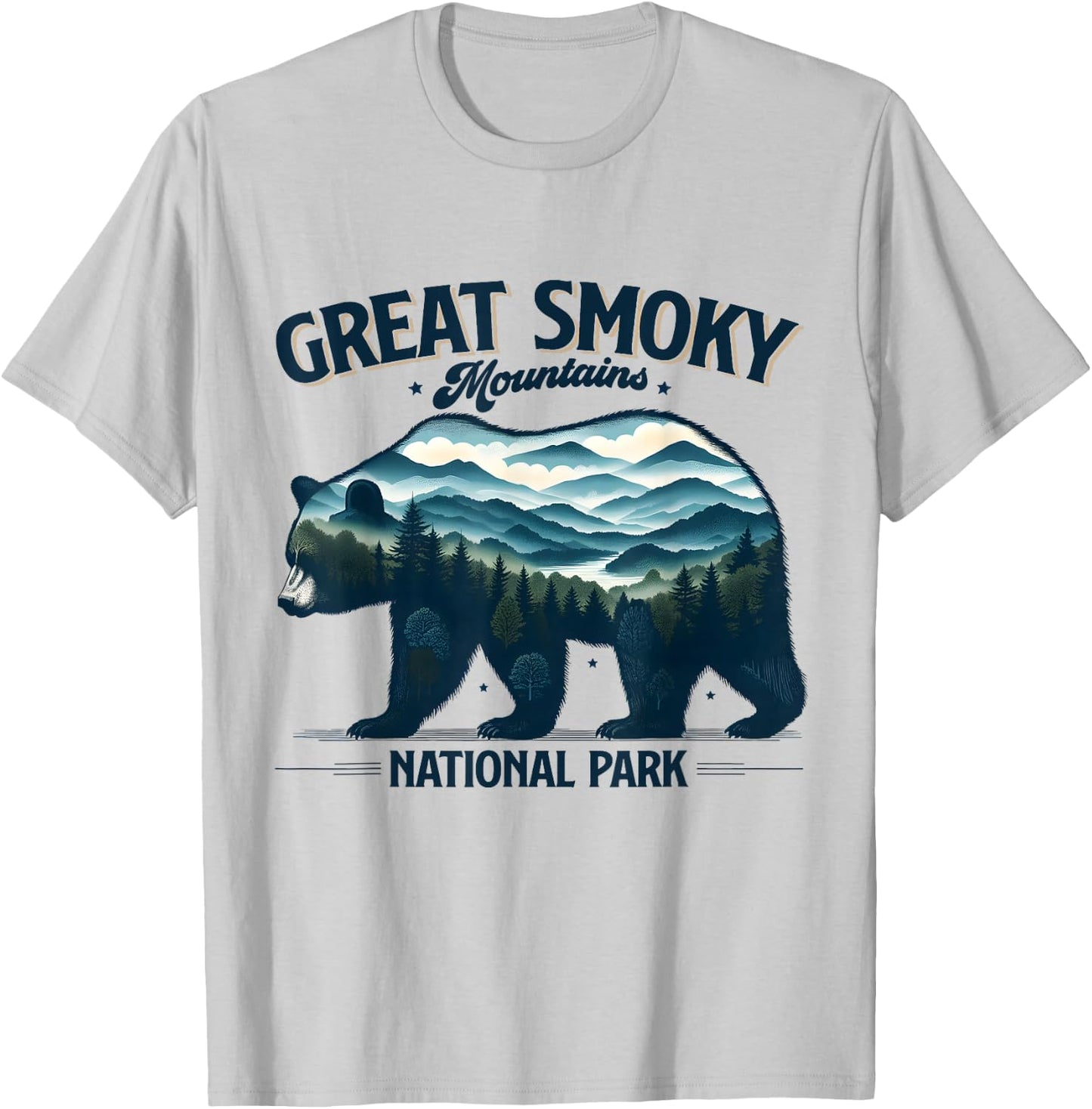 Hiking Camping Great Smoky Mountains National Park Bear T-Shirt - T-Shirt | Ash