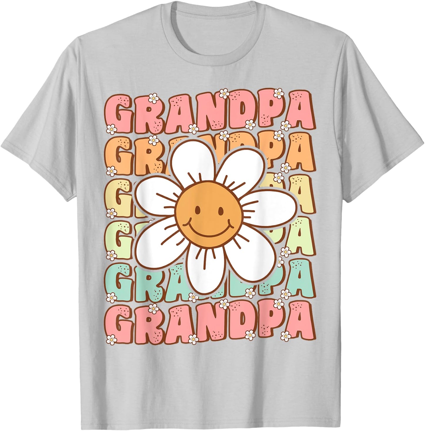 Groovy Grandpa Matching Family Birthday Party Daisy Flower T-Shirt - T-Shirt | Ash
