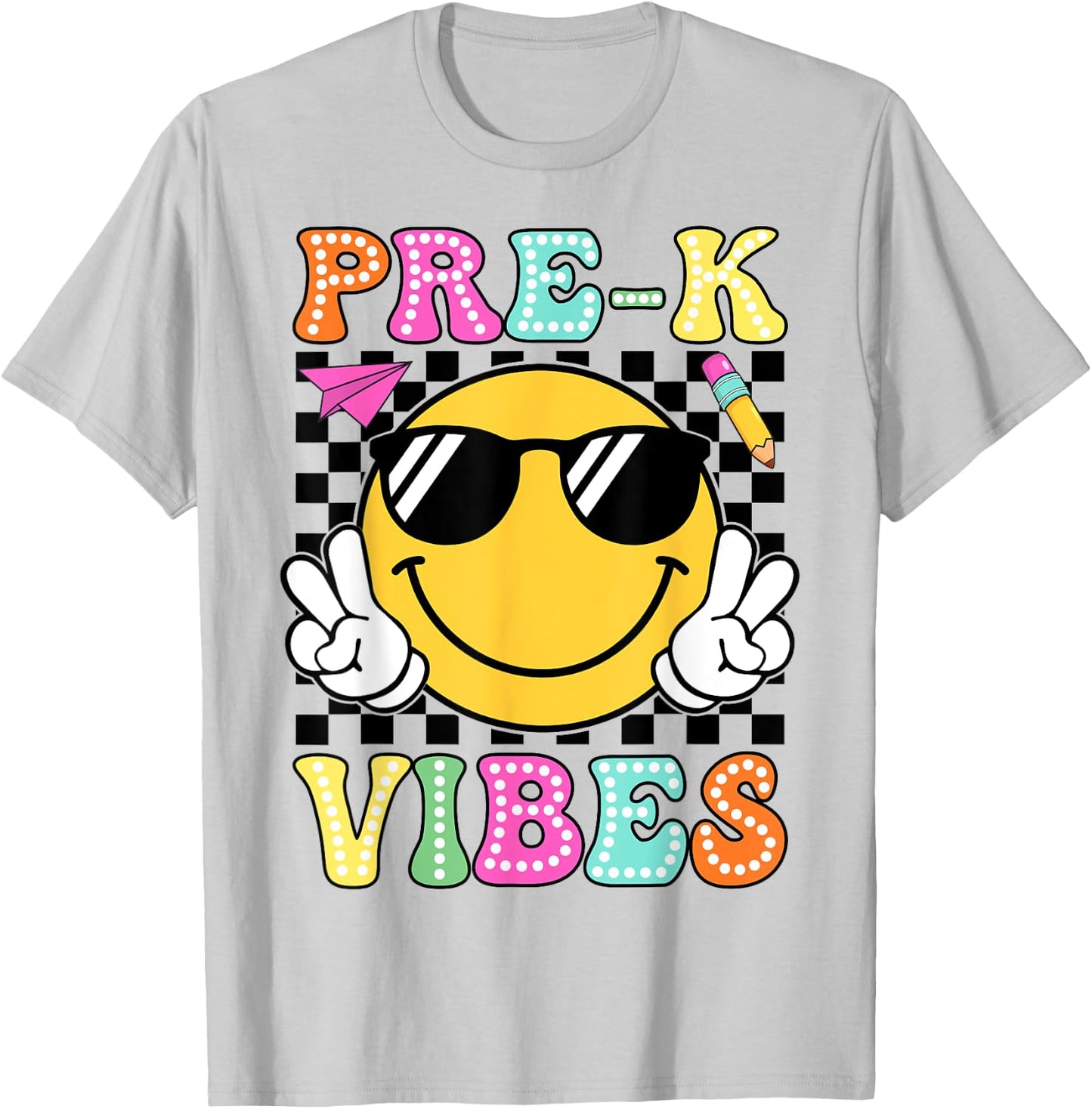 Pre-K Vibes Groovy Back to School Pre-K Teacher Men Women Girls Kids T-Shirt - T-Shirt | Ash