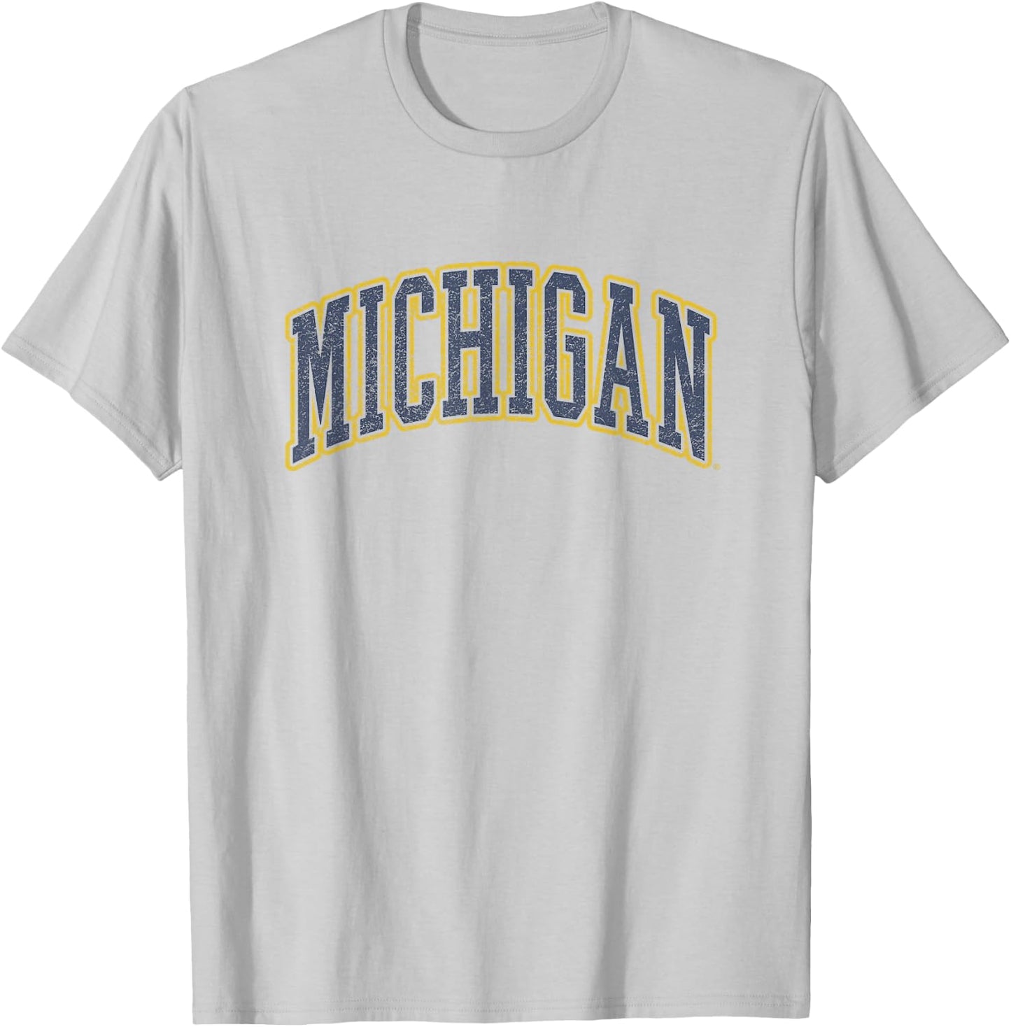 University of Michigan Wolverines U of M Distressed School T-Shirt - T-Shirt | Ash