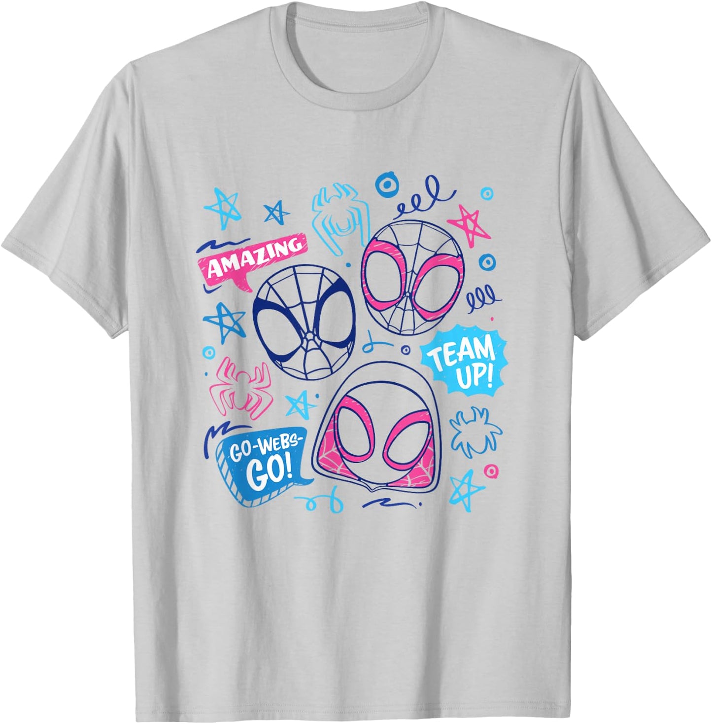 Marvel Spidey and His Amazing Friends Amazing Team Doodles T-Shirt - T-Shirt | Ash