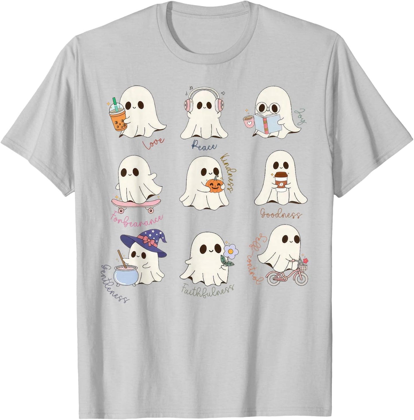 Christian Halloween Fruit Of The Spirit Ghost Faith Bible T-Shirt - T-Shirt | Ash