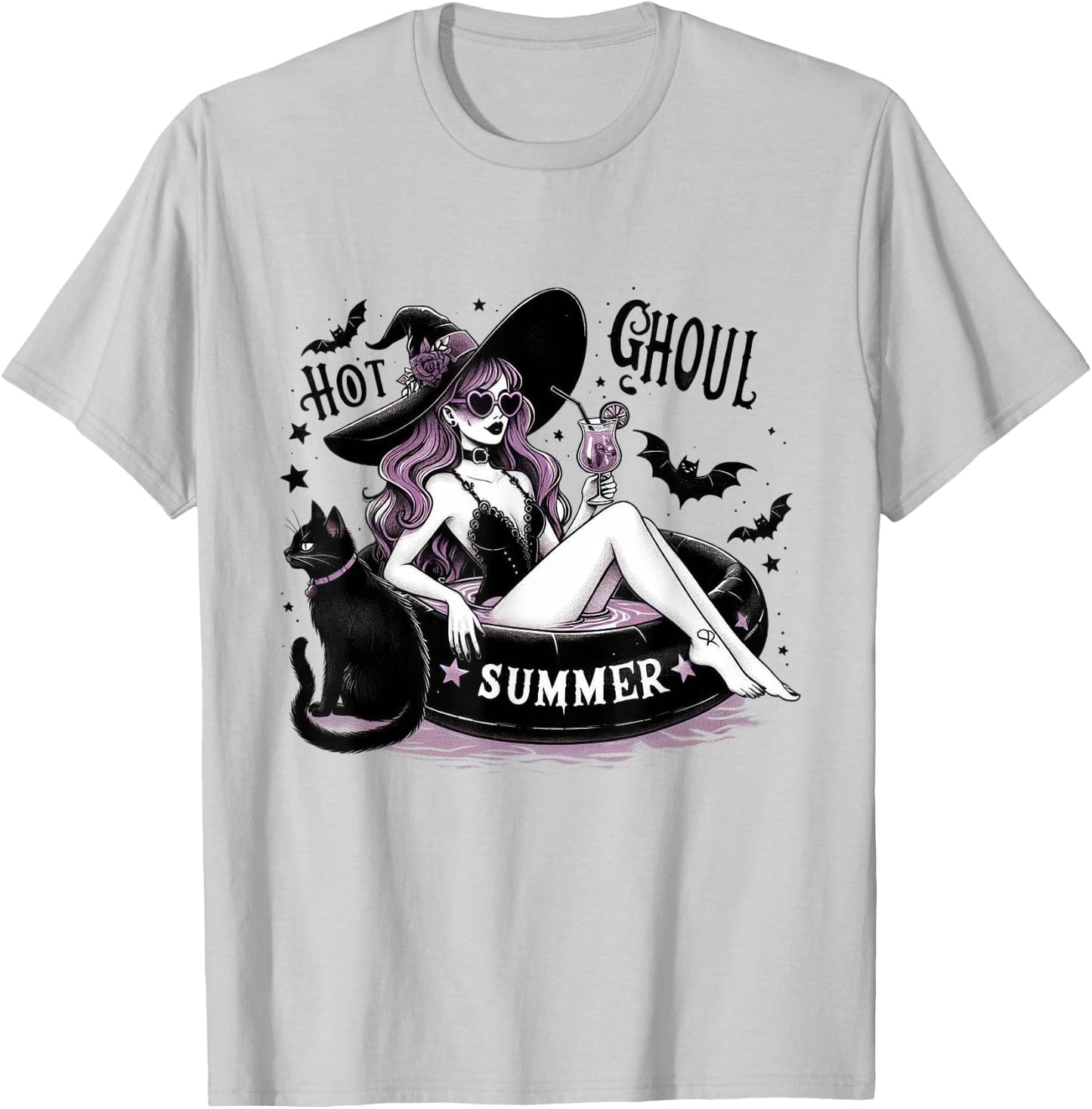 Hot Ghoul Summer Halloween Witch Party Costume T-Shirt - T-Shirt | Ash