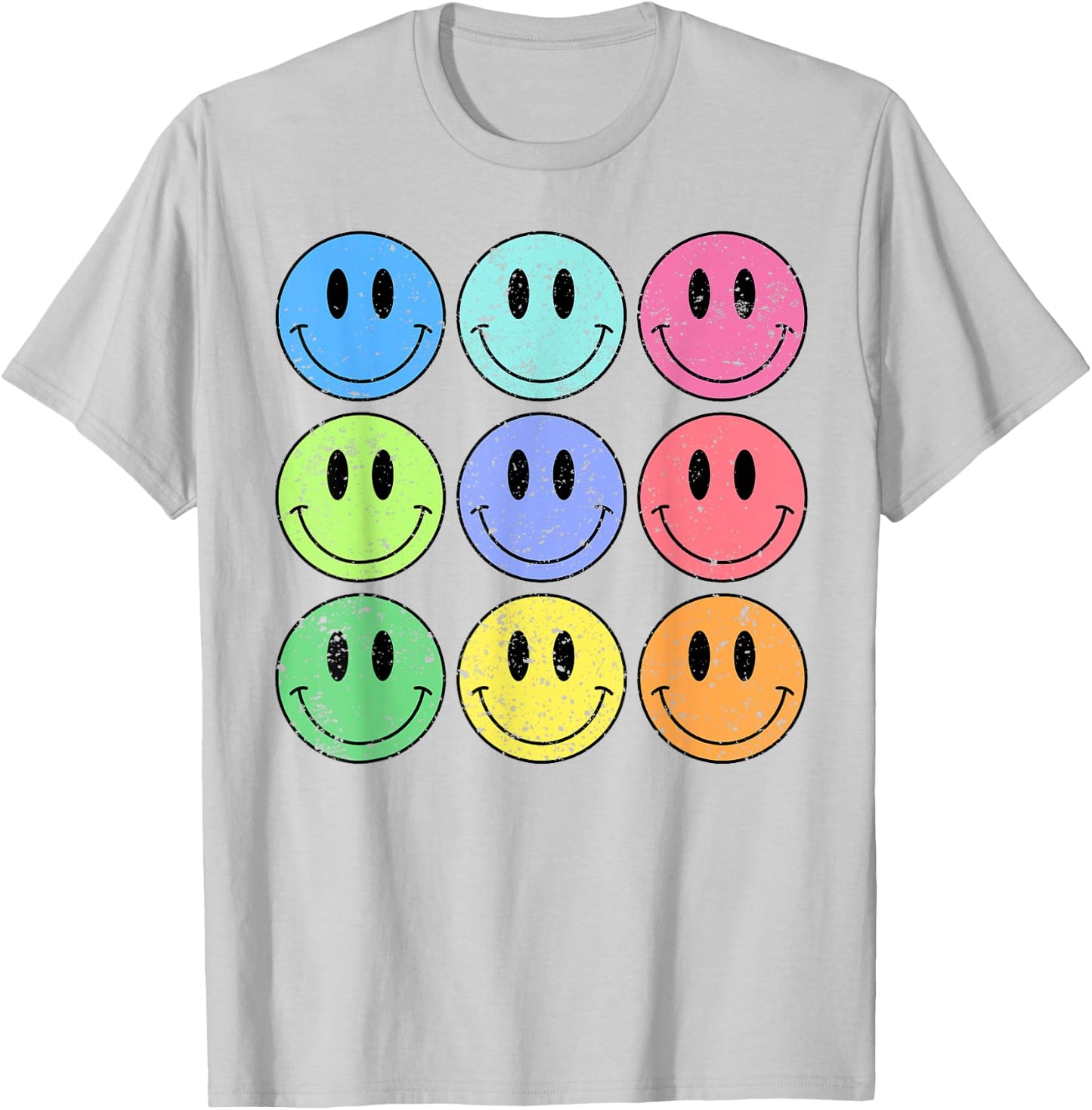 Retro Groovy Checkered Pattern Smile Face Trendy Kids T-Shirt - T-Shirt | Ash