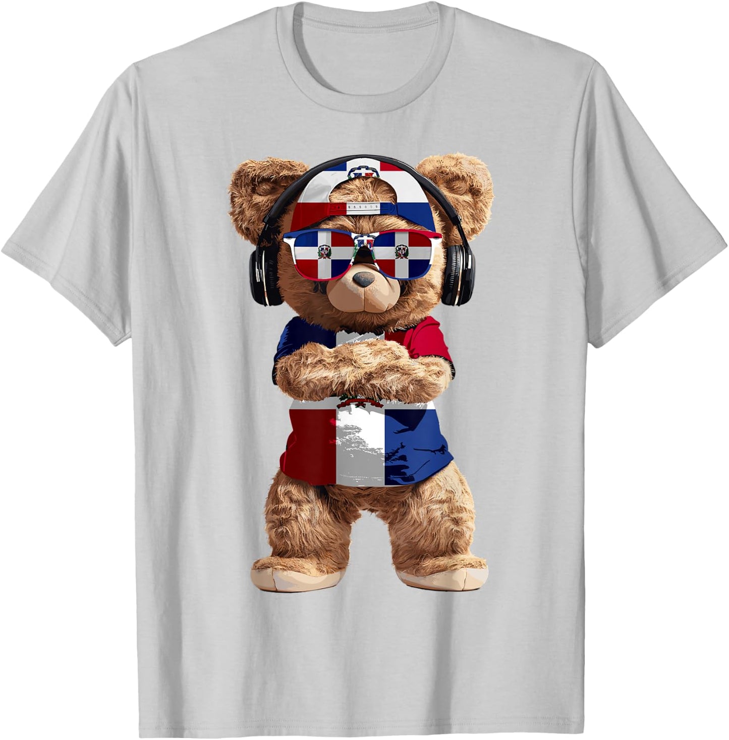 Dominican Republic Flag Souvenirs Bear Products Dominican T-Shirt - T-Shirt | Ash