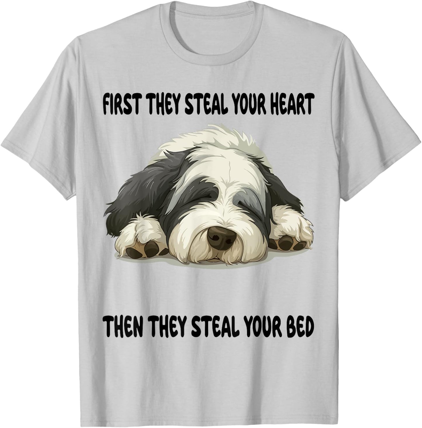 Old English Sheepdog Sleeping Pajamas Nightgown Women Kids T-Shirt - T-Shirt | Ash
