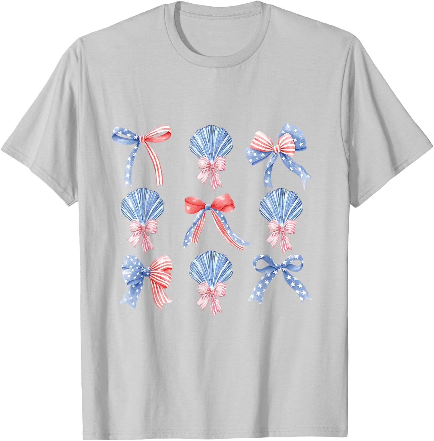 Pink Bows Cute Coquette shells y2k Girl Aesthetic USA bow T-Shirt - T-Shirt | Ash