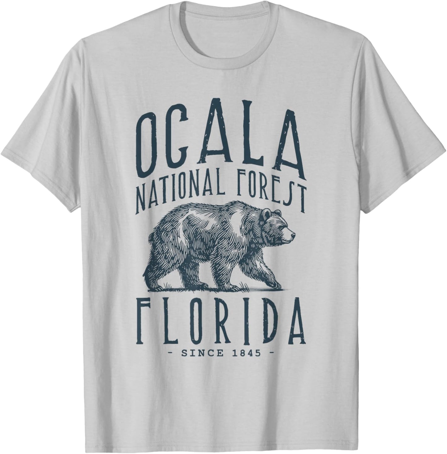 Ocala National Forest Florida. Bear Design T-Shirt - T-Shirt | Ash