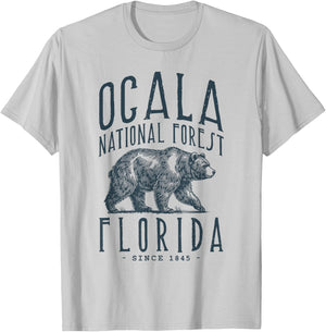 Ocala National Forest Florida. Bear Design T-Shirt - T-Shirt | Ash