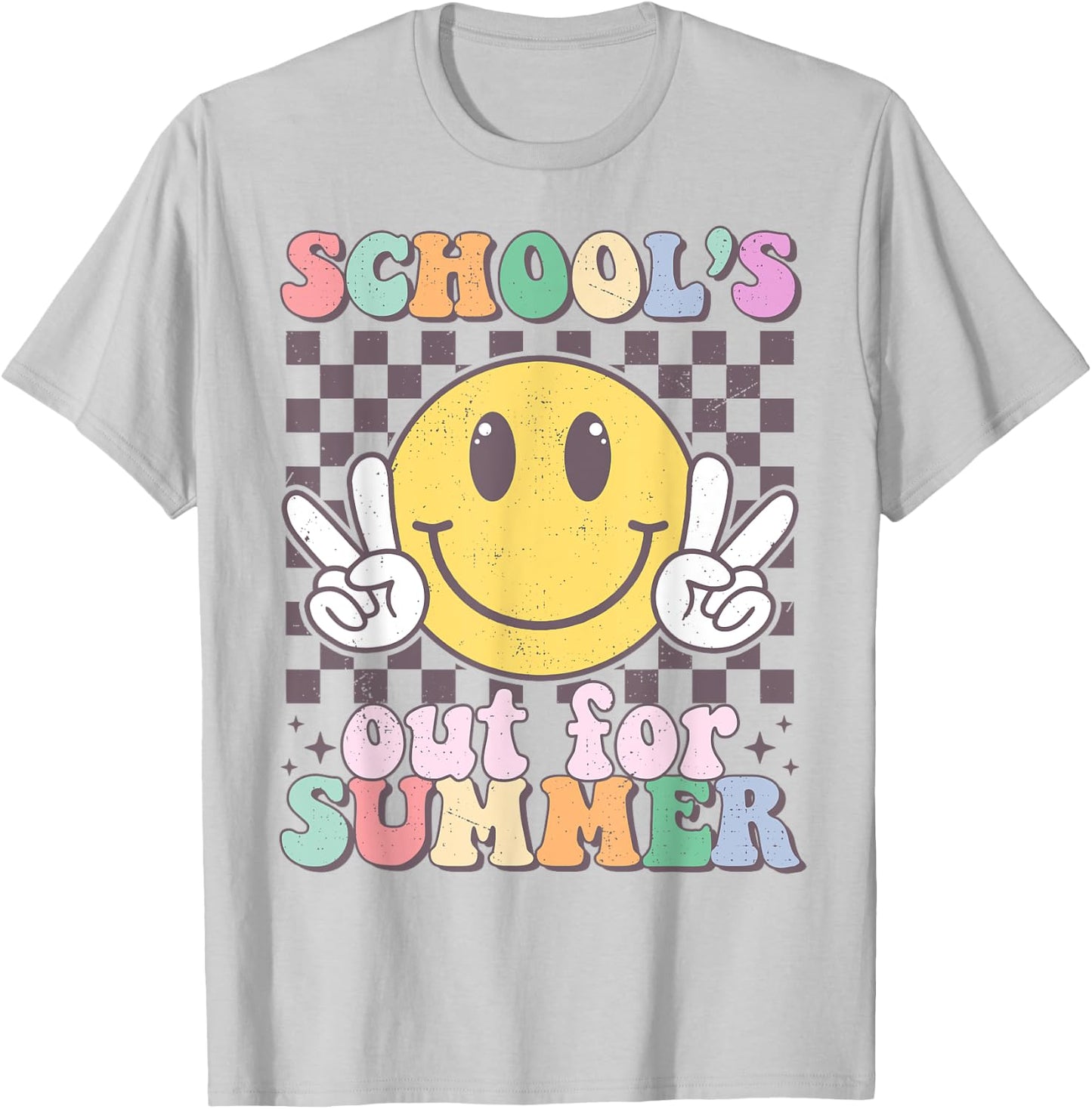 Schools Out For Summer Smile Last Day Of School Teacher Kids T-Shirt - T-Shirt | Ash