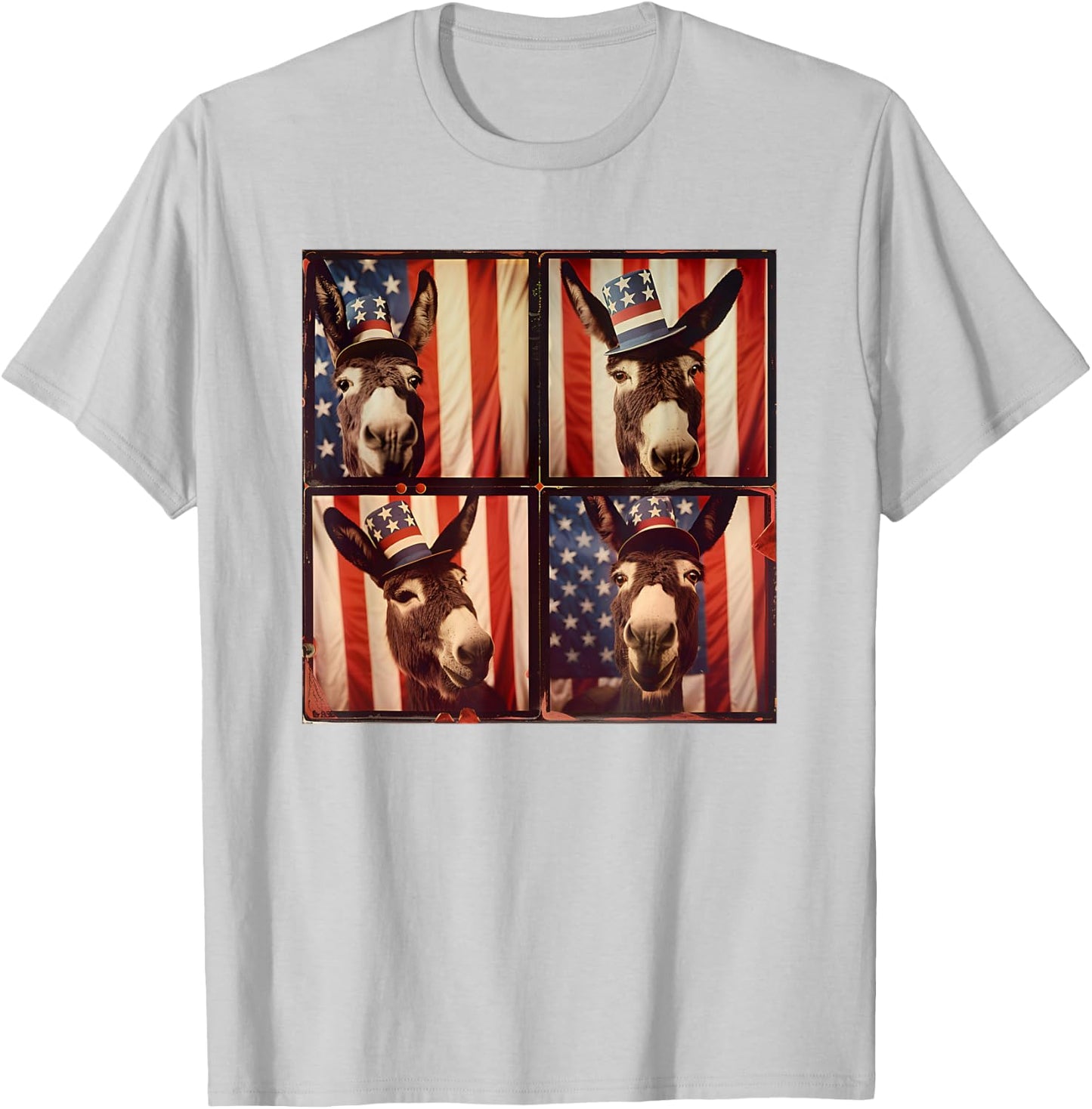 Donkey Farmer American Flag Patriotic 4th Of July Donkey Women Kids Men T-Shirt - T-Shirt | Ash