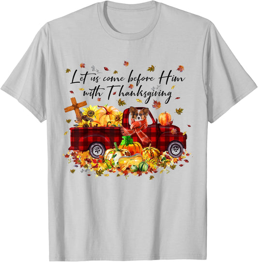 Papillon Pumpkin Vintage Truck Thanksgiving Funny Halloween T-Shirt - T-Shirt | Ash