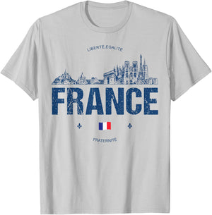 France Souvenir Travel , Small, White T-Shirt - T-Shirt | Ash