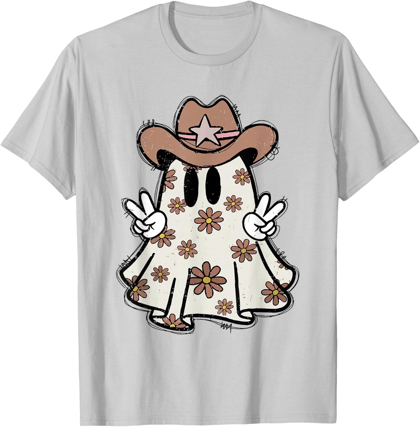 Retro Western Halloween Cowboy Ghost Howdy Cowgirl Ghost Boo T-Shirt - T-Shirt | Ash