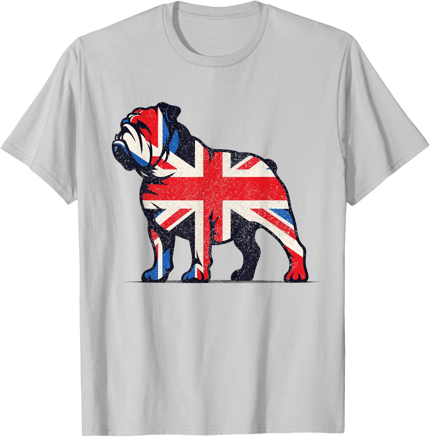 English Bulldog British Union Jack Great Britain Flag Men Women Kids T-Shirt - T-Shirt | Ash