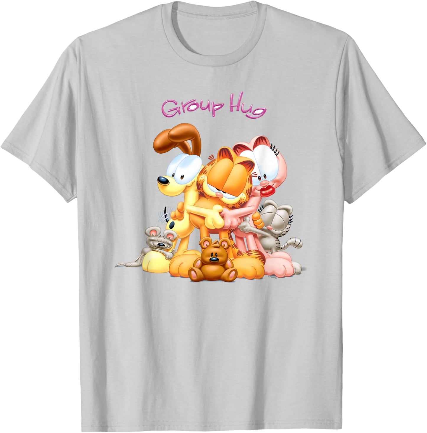 Garfield Group Hug 3D Cat Cartoon T-Shirt - T-Shirt | Ash