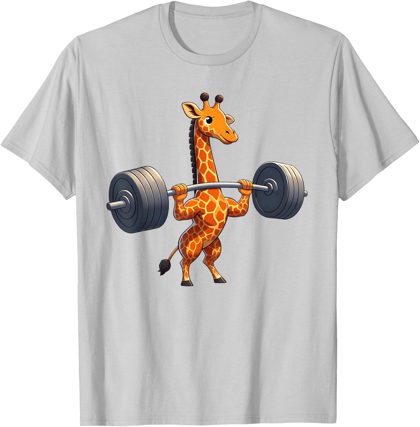 Weightlifting Funny Fitness Workout Gym Giraffe Lover T-Shirt - T-Shirt | Ash